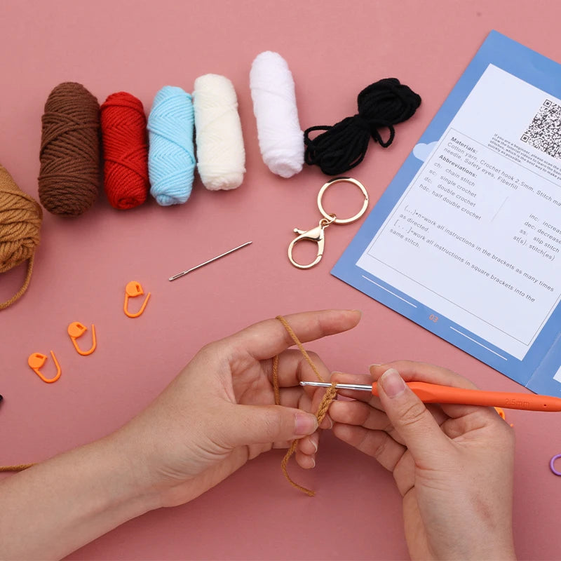 KRABALL Animal Dolls Crochet Knitting Kits With Cotton Yarn Thread Instruction For Beginners DIY Craft Knit Tool Set Accessories