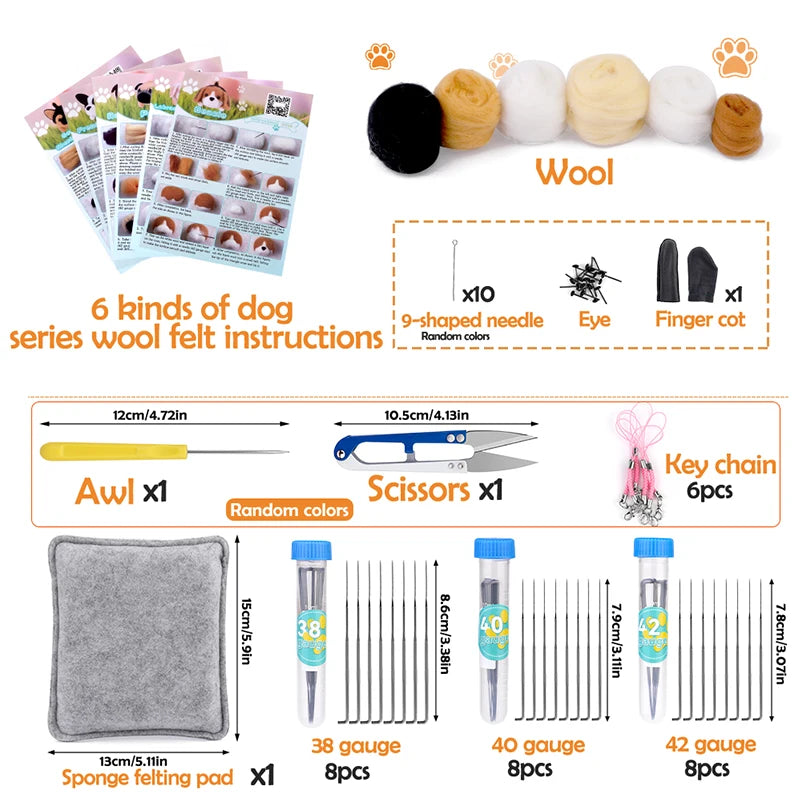 KRABALL Dog Wool Felting Non-Finished Cute Animal Material Package For Doll Toy Handmade DIY Craft For Child Gift